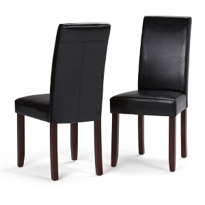 Normandy Parson Dining Chair Set of 2 Midnight Black Faux Leather - Wyndenhall