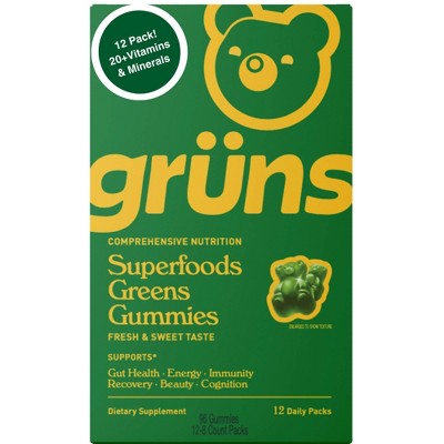 Grüns Adult Low Sugar Superfoods Greens Gummies - 96ct/12 Servings