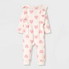 Baby Girls' Heart Ribbed Romper - Cat & Jack™ Cream - image 2 of 4