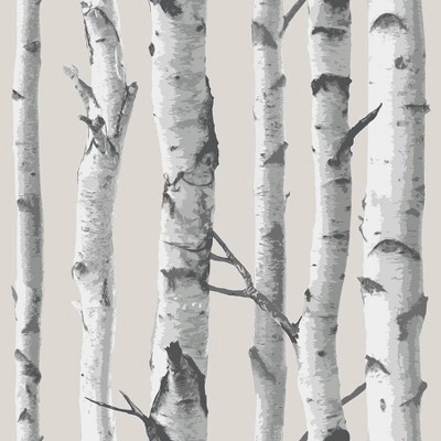 NuWallpaper Birch Tree Peel & Stick Wallpaper White