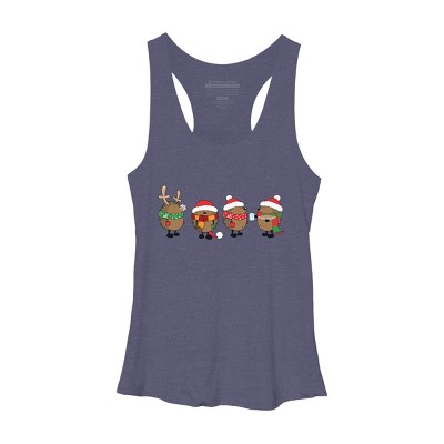 Women's Design By Humans Christmas hedgehogs By Mangulica Racerback Tank Top