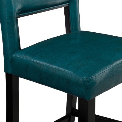 Vega 24" Blue Faux Leather and Wood Counter Stool