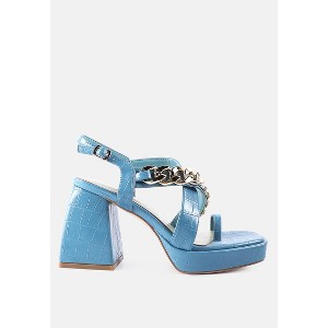 Frecklin Metal Chain Block Heel Sandals - 1 of 4