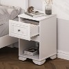 HDZNVF Elegant Design Nightstand with Drawer and Open Shelf, White - 3 of 4