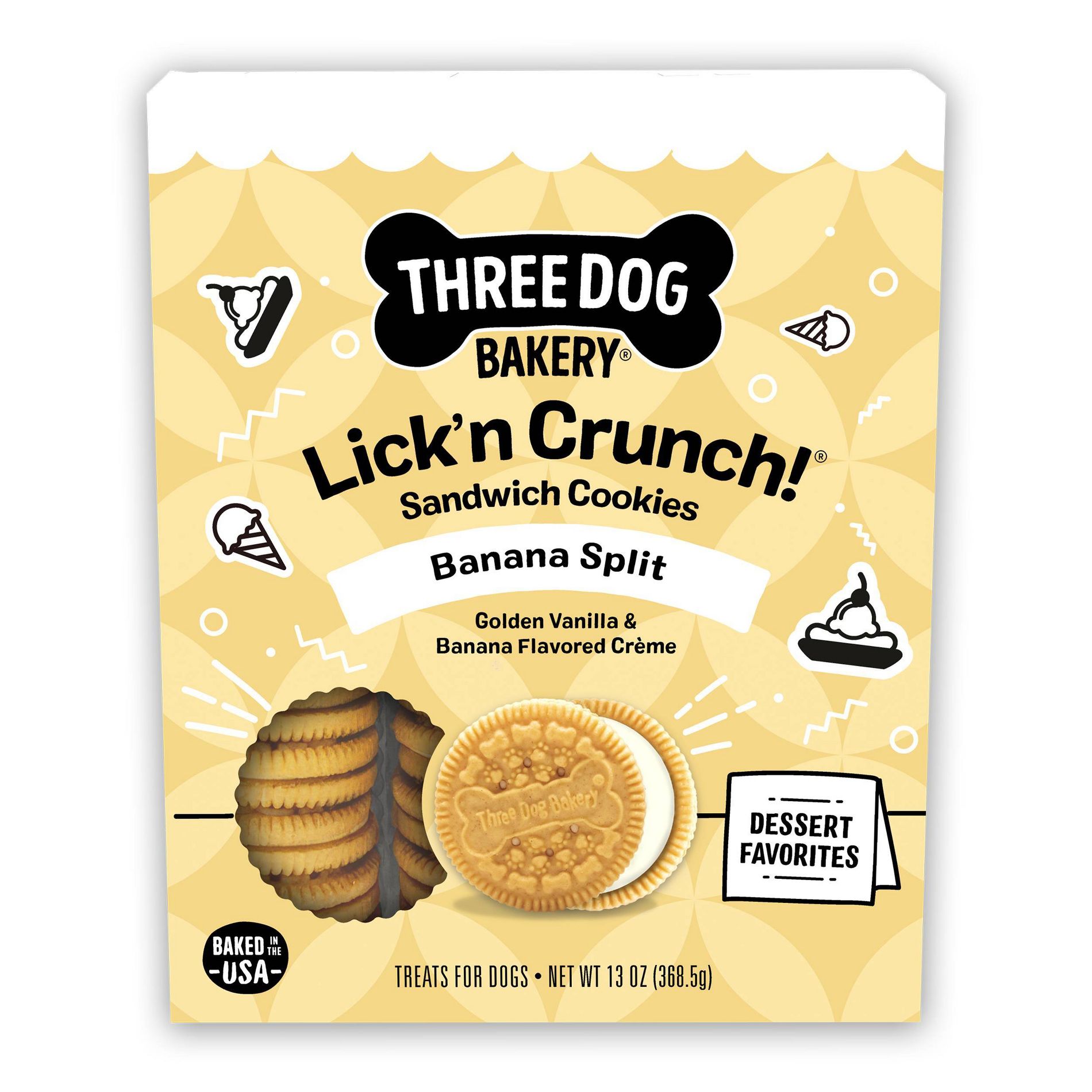 Three Dog Bakery Banana Splitz Lick'n Crunchy Dog Treats - 13oz