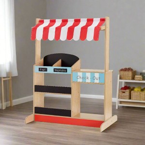 Teamson Kids My Little Helper Market Stand Playset with Awning and Produce Stand - 1 of 4