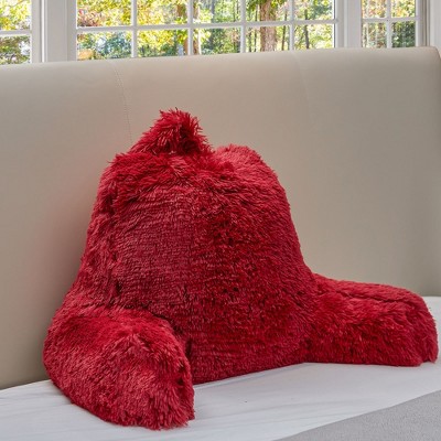 Cheer Collection Long Shaggy Hair TV, Gaming and Reading Backrest Pillow with Armrests