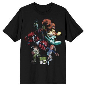 Ben 10 Aliens & Monsters Adult Black Crew Neck Short Sleeve T