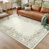 Modern Floral Washable Rug with Non-Slip Backing, for Bedroom & Living Room - 2 of 4