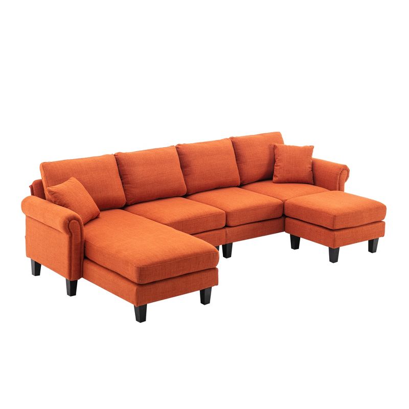 108" U-Shape Convertible Sectional Sofa Couch with Movable Ottoman-ModernLuxe, 5 of 15