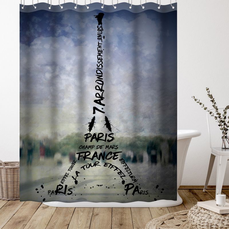 Americanflat 71" x 74" Shower Curtain, Paris Art Eiffel Tower No 1 by Melanie Viola, 5 of 9