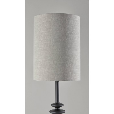 Beatrice Black Polyresin Floor Lamp with Taupe Shade