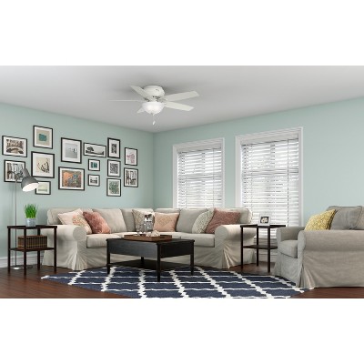 52" White Low Profile Ceiling Fan with LED Light