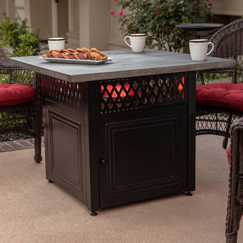 Endless Summer The Dakota 38&#34; Square LP Gas Outdoor Fire Pit with Faux Wood Resin Mantel Brown, 4 of 6