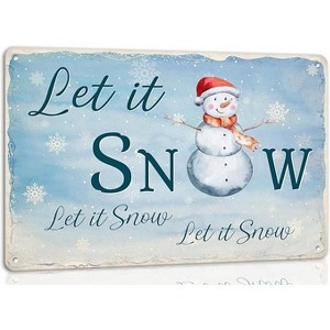 Lomsoe Let It Snow Metal Tin Sign Christmas Vintage Art Poster Winter Snowman Wall Decor For Home Kitchen Cafe Farmhouse Retro Plaque 8x12 Inch - 1 of 1