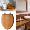 Attop Natural Oak Veneer Toilet Seat with Chrome Hinges, Round, Wood - 4 of 4