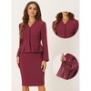 INSPIRE CHIC Women's Long Sleeve Collarless Peplum Blazer and Pencil Skirts Suit Set 2 Pcs - 2 of 4