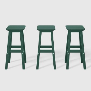 WestinTrends Malibu 29" All Weather Hdpe Outdoor Patio Square Backless Bar Stool (Set of 3) - 1 of 4