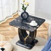 XIYUYEU Modern Square Textured-Pattern Coffee Table with O-Shaped Base,Minimalist Center Table for Living Room - 2 of 4