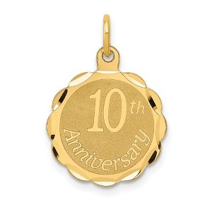 Black Bow Jewelry 14k Yellow Gold 10th Anniversary Circle Charm or Pendant, 15mm - 1 of 4