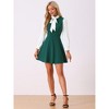 INSPIRE CHIC Women's Elegant Contrast Ruffle Stand Collar Bow Tie Puff Sleeve Office Dress - 4 of 4
