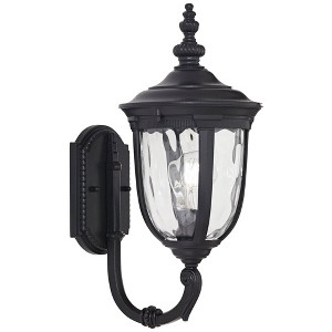 John Timberland Bellagio Vintage Rustic Outdoor Wall Light Fixture Texturized Black Upbridge 16 1/2" Clear Hammered Glass for Post Exterior Barn Deck - 1 of 4