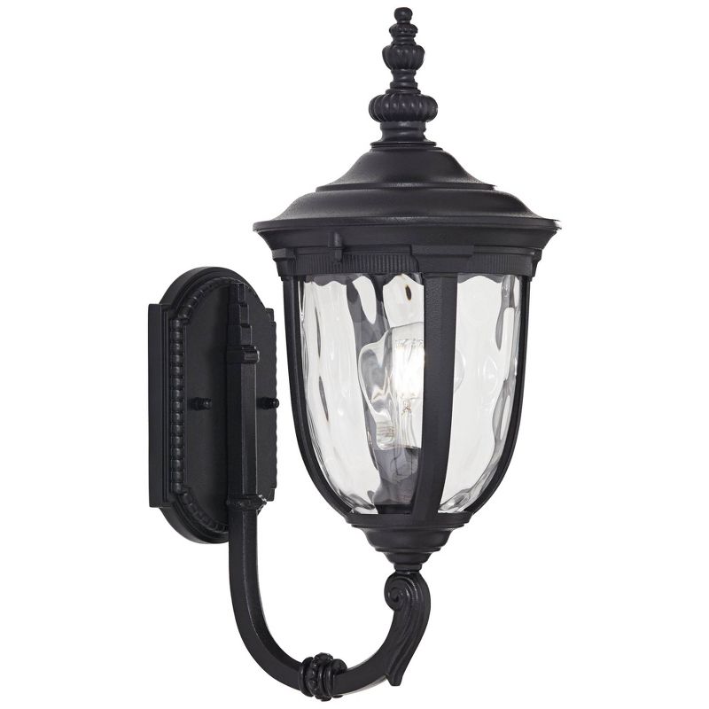 John Timberland Bellagio Vintage Rustic Outdoor Wall Light Fixture Texturized Black Upbridge 16 1/2" Clear Hammered Glass for Post Exterior Barn Deck, 1 of 8
