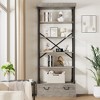 Industrial 6-Tier Bookshelf with Storage Drawers - Wood & Metal Bookcase for Living Room, Bedroom, or Home Office - 3 of 4