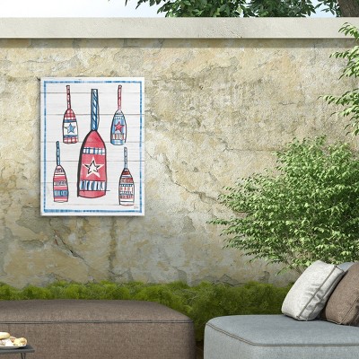 Coastal Americana Red and Blue Canvas Print Outdoor Wall Art 35x47