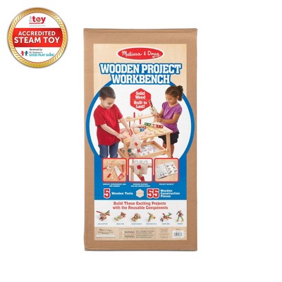 Melissa & Doug Natural Wood Kids Project Workbench Play Set