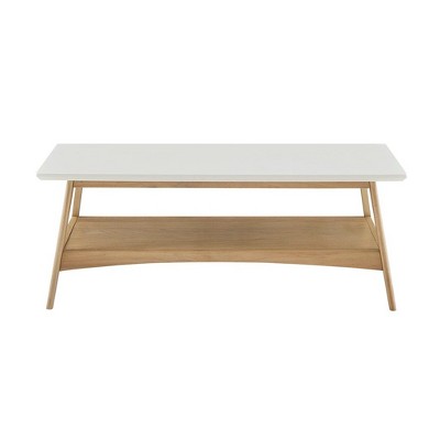NicBex Modern 48" Wood Rectangle Coffee Table with 2 Layer Storage for Living Room and Office