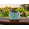 HomeRoots 7" Turquoise Geometric Ceramic Indoor Outdoor Round Pot Planter - 2 of 4