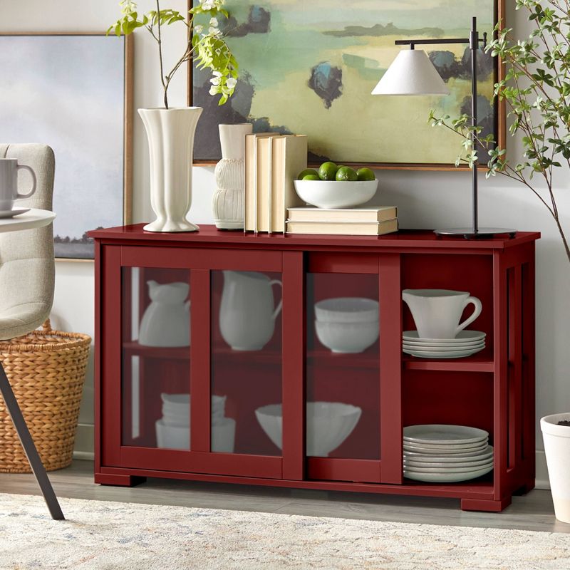 Pacific Stackable Cabinet with Sliding Glass Doors Red - Buylateral, 4 of 10