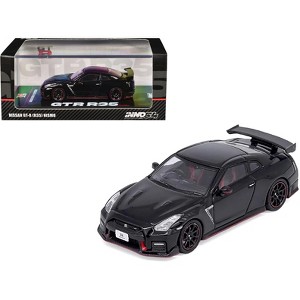 Nissan GT-R (R35) Nismo RHD (Right Hand Drive) Nismo Black with Carbon Hood and Top 1/64 Diecast Model Car by Inno Models - 1 of 4