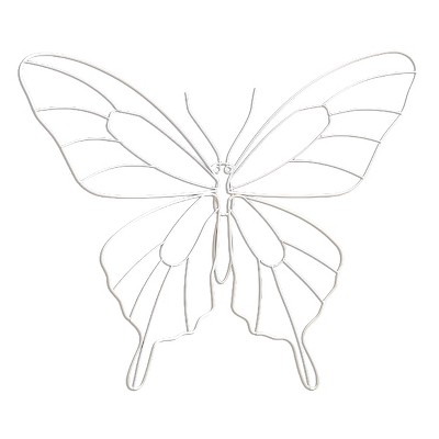 VIP Metal 17 in. White Wire Butterfly Wall Decor