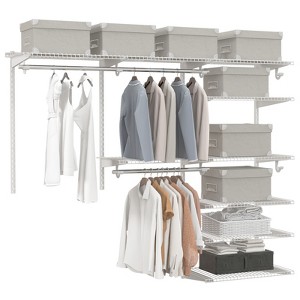 Costway Custom Closet Organizer Kit 4 to 6 FT Wall-mounted Closet System w/Hang Rod White\Grey - 1 of 4