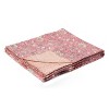 50" X 70" Pink And Blush Floral Cotton Quilted Kantha Throw Blanket with Embroidery - 3 of 4