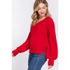 Slickblue Women's Double V-Neck Sweater, Long Sleeve Relaxed Fit, Black/Grey/Red/Yellow Knit, Size S-L - 4 of 4