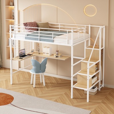 Metal Loft Bed Space-Saving, Noise Reduced