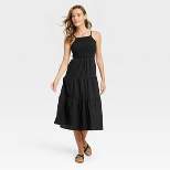 Women's Sleeveless Smocked Linen Midi Sundress - Universal Thread™