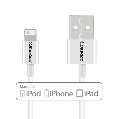 konjugat anspændt Har råd til Basacc 3ft Apple Mfi Certified Lightning Cable Usb Charger Compatible With  Iphone 13/max/mini/pro/12/11/se2/xr, Ipad & Airpods, White : Target
