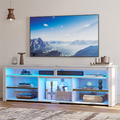 Bestier 70" Gaming Entertainment Center for TV up to 75" LED TV Stand for PS5 Tall TV Console with Shelves