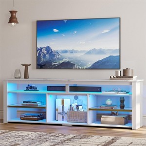 Bestier 70" Gaming Entertainment Center for TV up to 75" , LED TV Stand for PS5 Tall TV Console with Shelves - 1 of 4