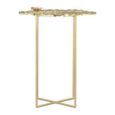 HomeRoots 21" Gold Aluminum And Iron Cross Legs End Table