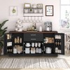 63" MDF Farmhouse Barn Door Buffet Cabinet with 2 Drawers, Adjustable Shelves and Door Rack for Kitchen, Living Room, Dining Room - 3 of 4