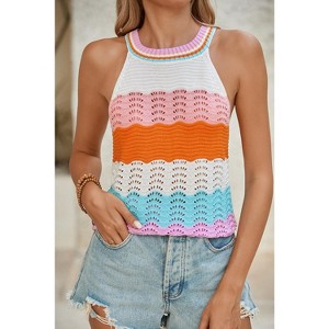 I AM A FASHION JUNKY Multicolour Wavy Striped Print Knit Sleeveless Top - 1 of 4