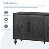 Vynxaria Carved Flower Door Large Storage Cabinet With Metal Handle Suitable For Living Room, Kitchen, Entryway(BLACK) - 4 of 4
