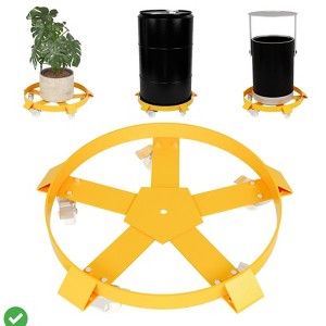 1000 Lbs Capacity 55 Gallon Heavy Duty Drum Dolly Steel Frame with Casters  Non-Tipping Barrel Cart - 1 of 4
