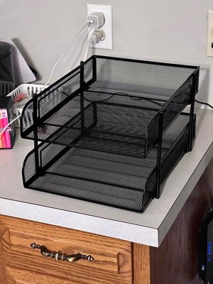 Mind Reader Network Collection 2-tier Sliding Storage Organizer Metal Mesh  Black : Target