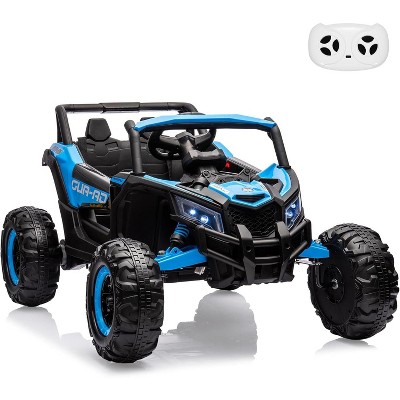 24V 2-Seater Kids Ride on Car with Remote Control, Lockable Doors, Music & LED Lights, Off-Road Electric UTV with Anti-Shock Design